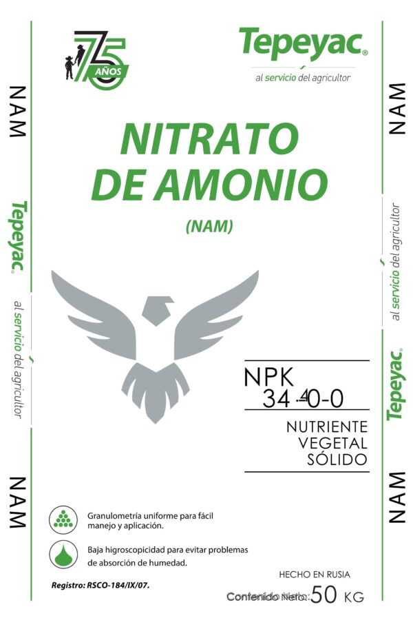 Costal 50 kg Tepeyac NITRATO DE AMONIO NAM 75AÑOS