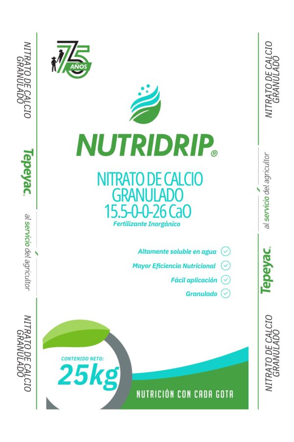 Costal 25 kg Tepeyac Nutridrip Nitrato de Calcio GRANULADO 45x68cm 75AÑOS