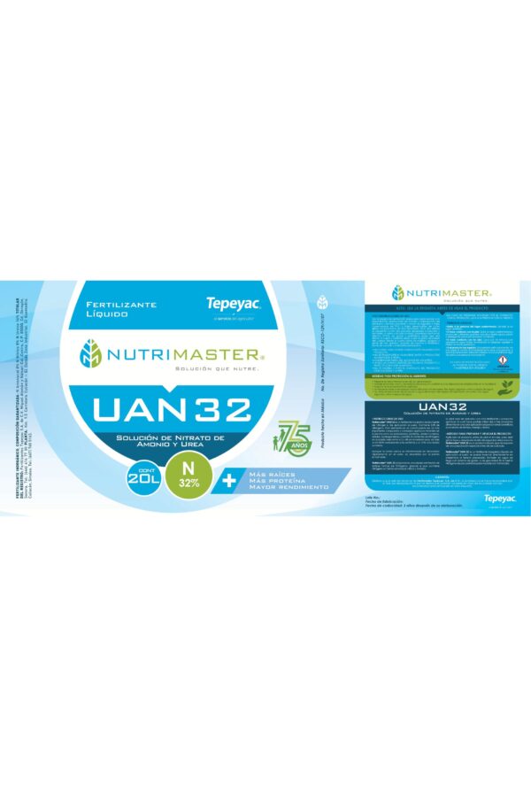Etiqueta Tepeyac A015 NUTRIMASTER UAN32 (20x45cm) 75 AÑOS