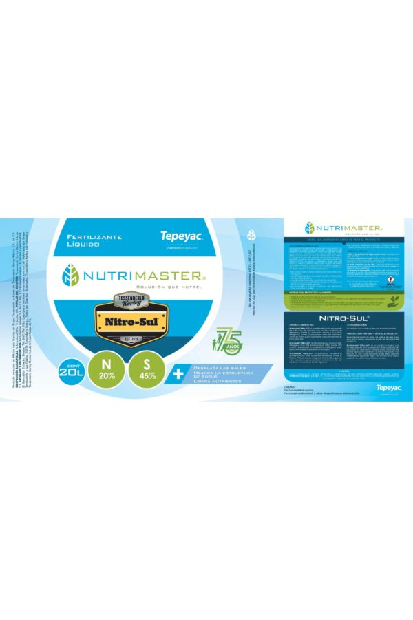 Etiqueta Tepeyac A009 NUTRIMASTER NITRO-SUL (20x45cm) 75 AÑOS