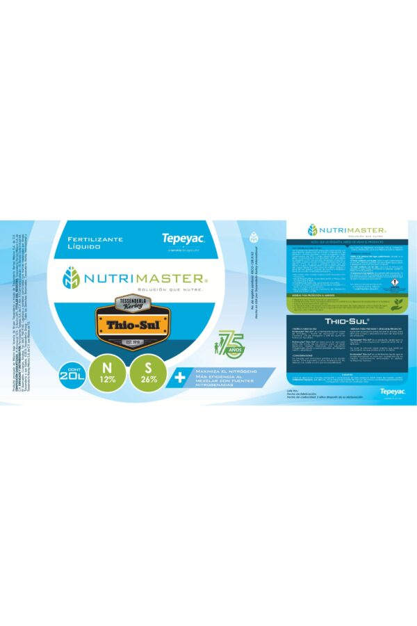 Etiqueta Tepeyac A010 NUTRIMASTER THIO-SUL (20x45cm) 75 AÑOS