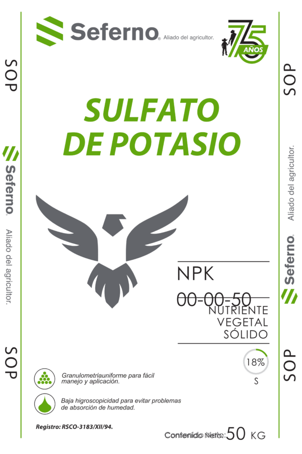 Costal 50 kg Seferno SOP Sulfato de Potasio 75 AÑOS