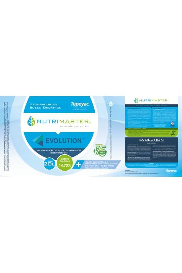 Etiqueta Tepeyac NUTRIMASTER EVOLUTION 75 AÑOS