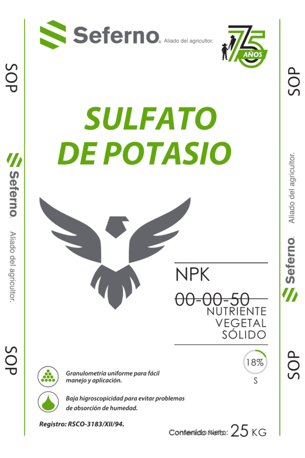 Costal 25 kg Seferno SOP Sulfato de Potasio 75 AÑOS