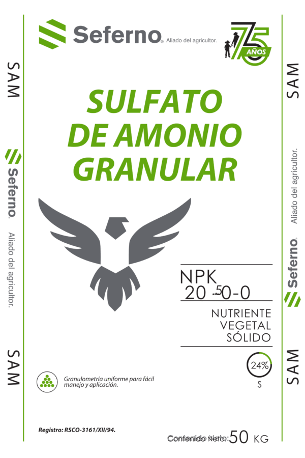 Costal 50 kg Seferno SAM SULFATO DE AMONIO GRANULADO 75 AÑOS
